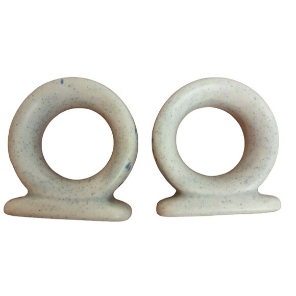 Vintage White Blue Napkin Ring Holders Hand-painted Ceramic Set of 2 Replacement - Picture 4 of 8